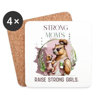Strong Moms Raise Strong Girls – Calm Motherhood D - Coasters (set of 4) - white - Front