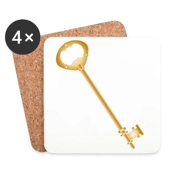 Antiker goldfarbener Schlüssel minimalistisch - Untersetzer (4er-Set) - Weiß - Vorne