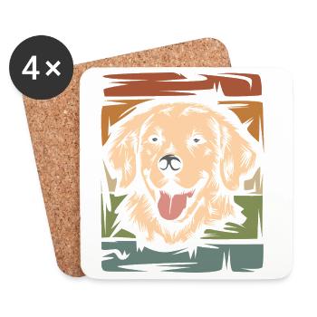 retro Golden Retriever und Labrador Hundesymbol - Untersetzer (4er-Set) - Weiß - Vorne