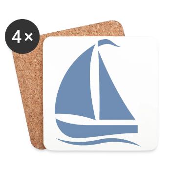 Minimalist Sailboat Silhouette North Sea - Coasters (set of 4) - white - Front