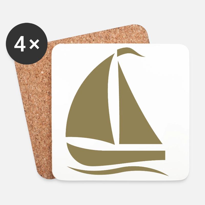 Minimalistische Segelboot Silhouette Nordsee  - Untersetzer (4er-Set) - Weiß