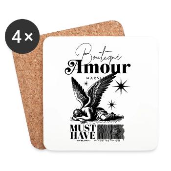 Boutique Amour Engel T-Shirt Unisexe Sleep Angel - Dessous de verre (lot de 4) - blanc - Devant