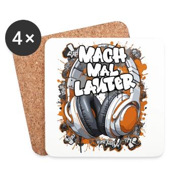 Graffiti-Headphones mit Slogan - Untersetzer (4er-Set) - Weiß - Vorne