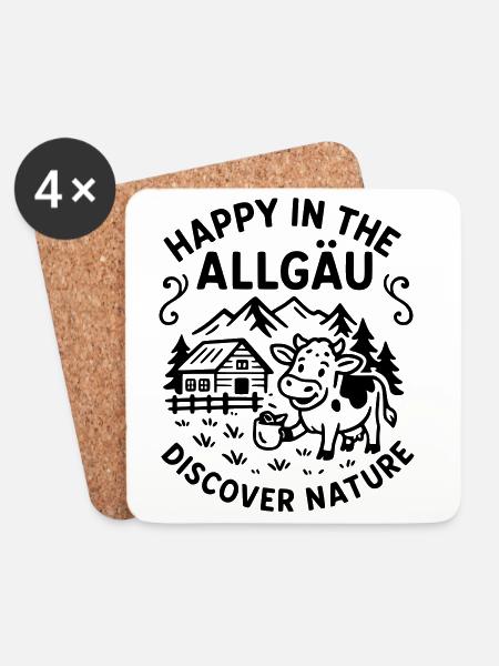 happyallgaeu - Untersetzer (4er-Set) - Weiß