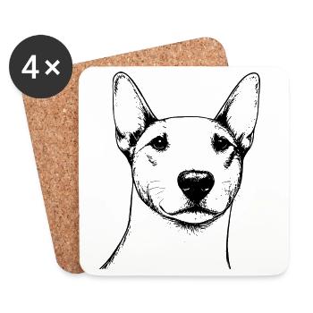 Bullterrier Umrisse - Untersetzer (4er-Set) - Weiß - Vorne