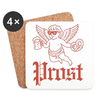 Des mecs artistiques avec de la bière et des bretzels - Dessous de verre (lot de 4) - blanc - Devant