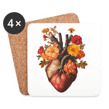 Flower Heart - Coasters (set of 4) - white - Front