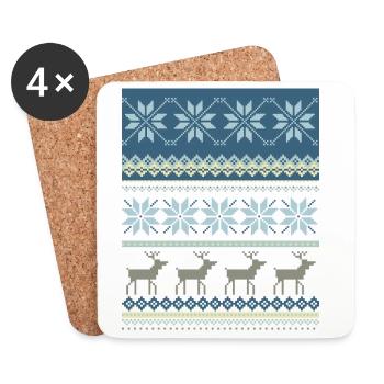 Scène hivernale étincelante - Dessous de verre (lot de 4) - blanc - Devant