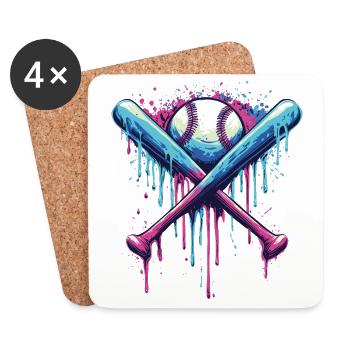 Baseball - Untersetzer (4er-Set) - Weiß - Vorne