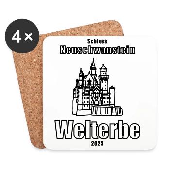 Le château de Neuschwanstein est un site du patrimoine mondial 2025 - Dessous de verre (lot de 4) - blanc - Devant