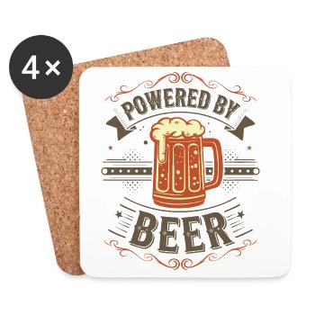 Energie- und Vintage-Bierdesign - Untersetzer (4er-Set) - Weiß - Vorne