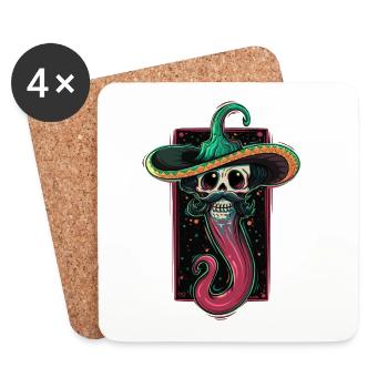 Calavera Picante – Crâne épicé - Dessous de verre (lot de 4) - blanc - Devant
