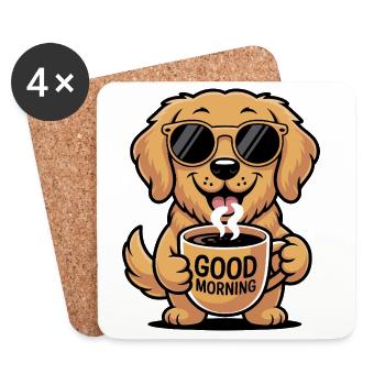 Golden Retriever Kaffeemorgen - Untersetzer (4er-Set) - Weiß - Vorne