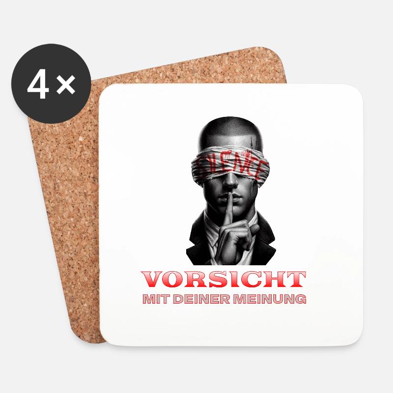 Vorsicht, Subtile Botschaft mit Augenbinde - Untersetzer (4er-Set) - Weiß