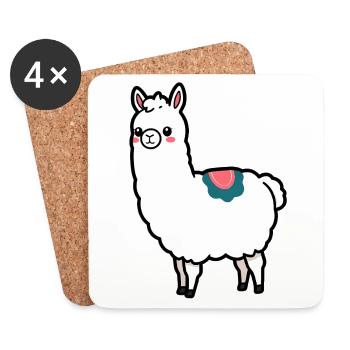 Lama - Untersetzer (4er-Set) - Weiß - Vorne