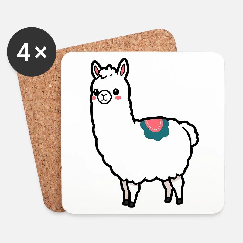 Lama - Untersetzer (4er-Set) - Weiß