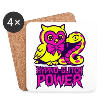 Hypno Glitch Owl and Snake - Untersetzer (4er-Set) - Weiß - Vorne