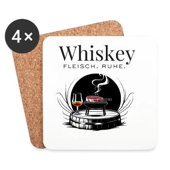 Whiskey & Meat – Enjoy Quietly - Coasters (set of 4) - white - Front