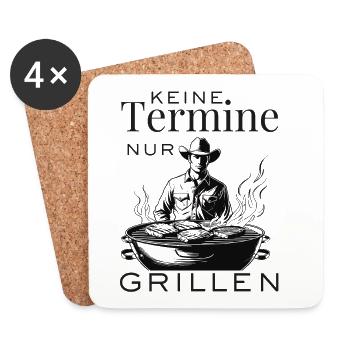 Grill instead of calendar – freedom only grilling - Coasters (set of 4) - white - Front