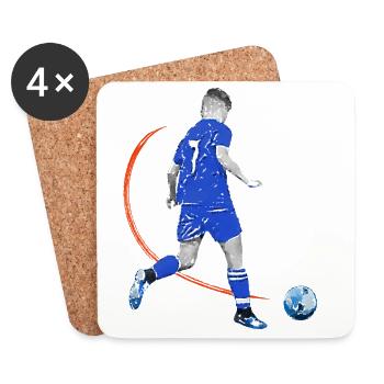 Joueur de football avec ballon - Dessous de verre (lot de 4) - blanc - Devant