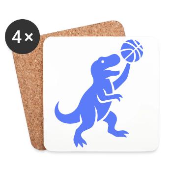 Minimalistische Silhouette Basketballspieler Wurf - Untersetzer (4er-Set) - Weiß - Vorne