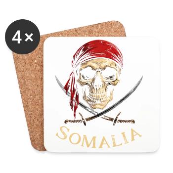 Tête de Squelette Pirate Rouge - Dessous de verre (lot de 4) - blanc - Devant