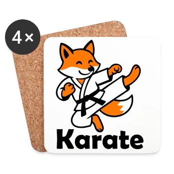 Karaté Renard - Dessous de verre (lot de 4) - blanc - Devant