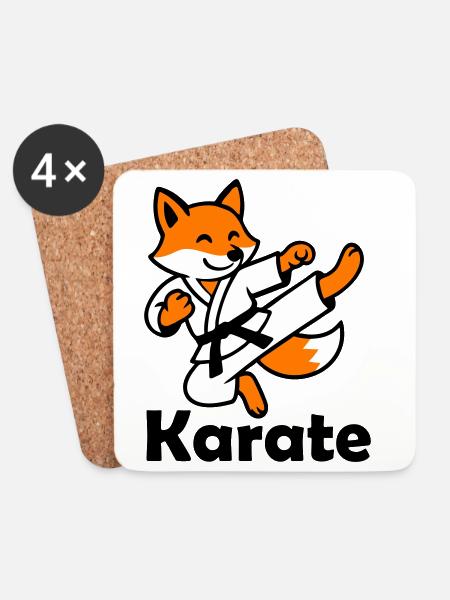 Karate Fuchs - Untersetzer (4er-Set) - Weiß