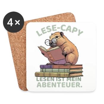 Lecture - Capybara : le rat de bibliothèque - Dessous de verre (lot de 4) - blanc - Devant