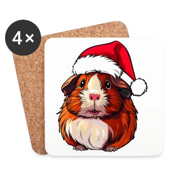 Santa Claus Guinea Pig - Coasters (set of 4) - white - Front