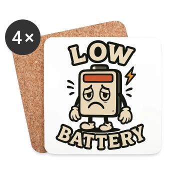Dead and tired battery – Low Battery - Coasters (set of 4) - white - Front