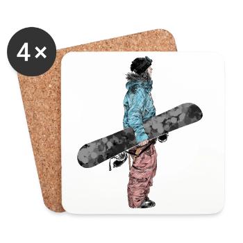 Abenteuer Snowboarderin Illustration - Untersetzer (4er-Set) - Weiß - Vorne