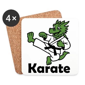 Karate Drache - Untersetzer (4er-Set) - Weiß - Vorne