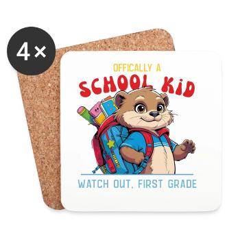 Witziges Schulkind mit Rucksack Design - Untersetzer (4er-Set) - Weiß - Vorne