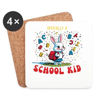Niedlicher Hasen-Schulkind-Design - Untersetzer (4er-Set) - Weiß - Vorne
