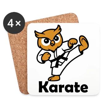 Karate Eule - Untersetzer (4er-Set) - Weiß - Vorne