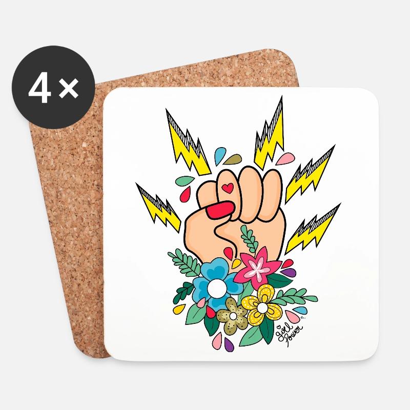 Frauenpower - Untersetzer (4er-Set) - Weiß