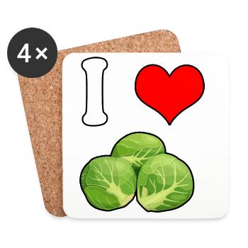 I love Brussels sprouts - Coasters (set of 4) - white - Front