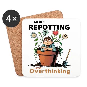 Overthinking? Time for repotting! - Coasters (set of 4) - white - Front