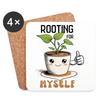 Self-love with humor &amp; plant power - Coasters (set of 4) - white - Front