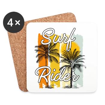 Design de Surf Rider avec Palmiers et Soleil - Dessous de verre (lot de 4) - blanc - Devant