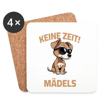 Je n'ai pas le temps d'aller voir mes filles - Dit un chien - Dessous de verre (lot de 4) - blanc - Devant