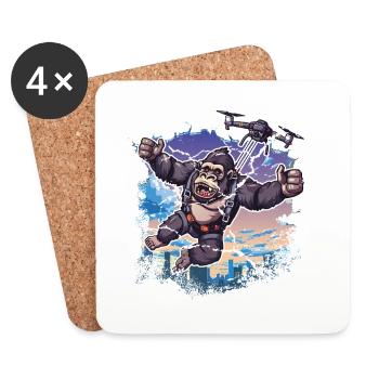 Gorilla Drone Kids Funny - Coasters (set of 4) - white - Front
