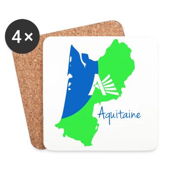 Stylized map of Aquitaine in bright colors - Coasters (set of 4) - white - Front