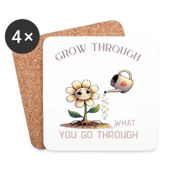 Strength through crises – flower symbolism - Coasters (set of 4) - white - Front