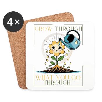 Flower of Strength – Growing despite everything - Coasters (set of 4) - white - Front