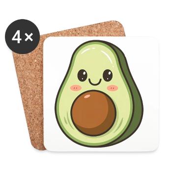Amateur de nourriture kawaii à base d'avocat - Dessous de verre (lot de 4) - blanc - Devant