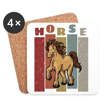 Pferd Motiv Pferdemotiv Retro Vintage Look Horse - Untersetzer (4er-Set) - Weiß - Vorne