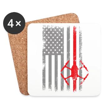 USA Flag Drone America Pilot - Coasters (set of 4) - white - Front