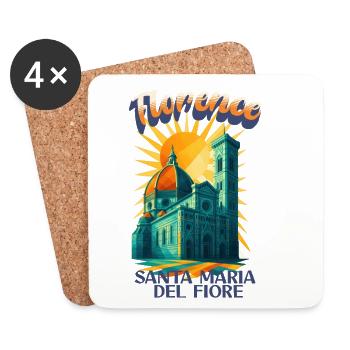 Florence - Santa Maria del Fiore Vintage Shirt  - Untersetzer (4er-Set) - Weiß - Vorne